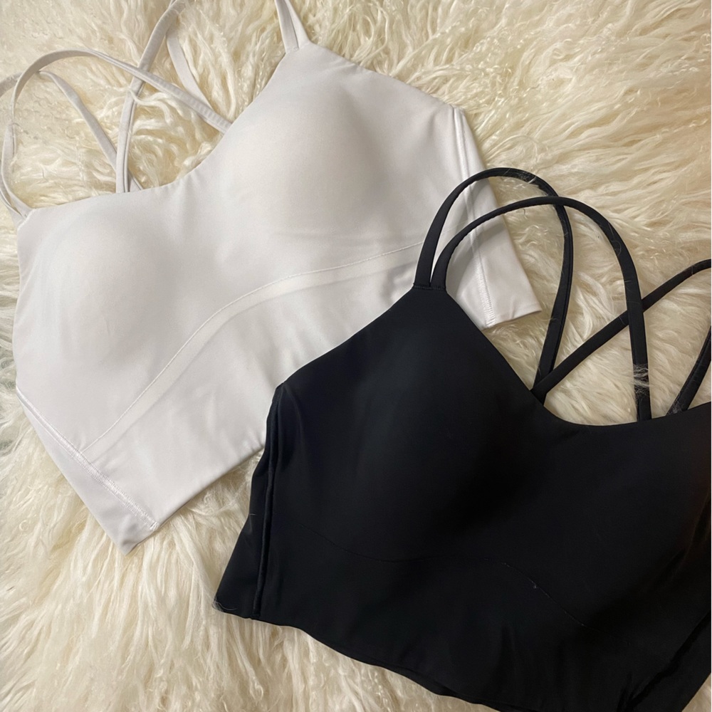 lululemon ‘like a cloud’ white longline bra (light support, b/c cup)